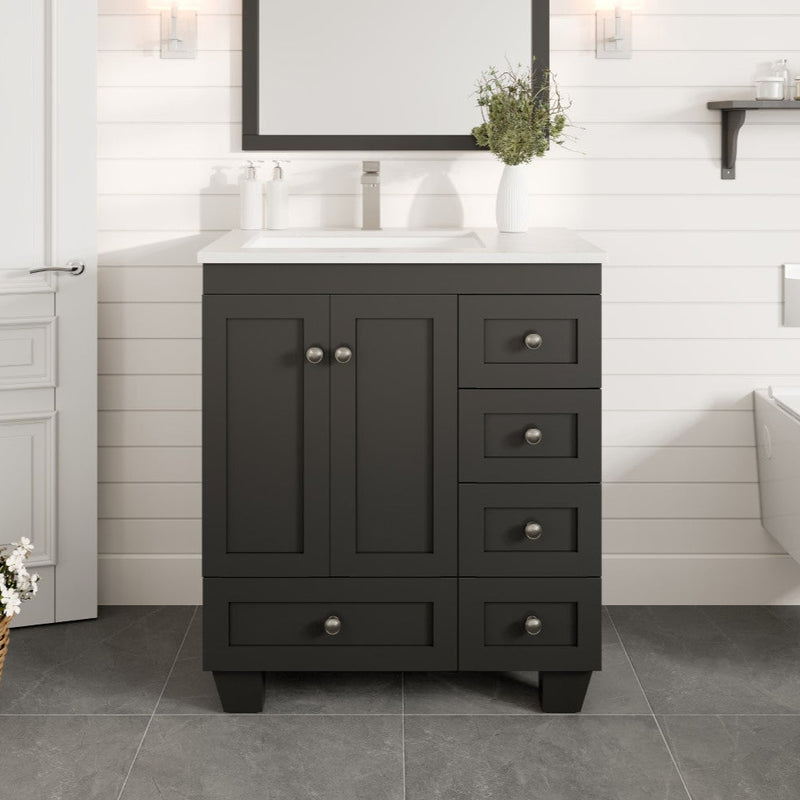 Eviva Happy Bath Vanity with Carrara Quartz Top and Undermount Porcelain Sink (24"-30")