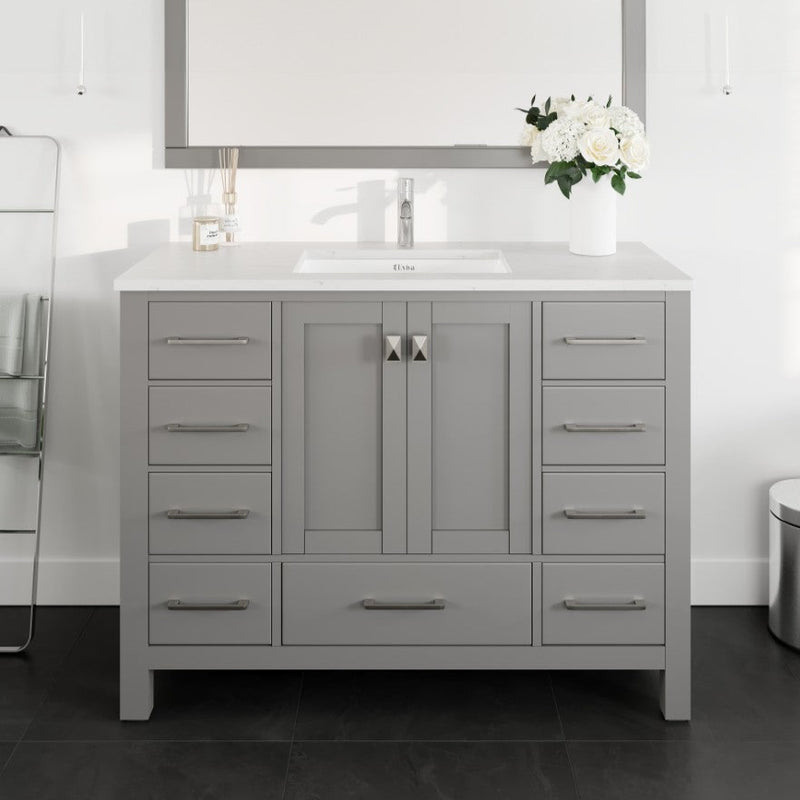 Eviva London Bath Vanity with Carrara Quartz Top and Undermount Porcelain Sink (20"-60")
