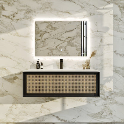 Eviva Nets Wall Mount Bath Vanity with Solid Surface Top and Integrated Sink (32"-44")