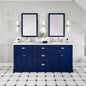 Eviva Epic Bath Vanity with Carrara Quartz Top and Undermount Porcelain Sinks (48"-100")