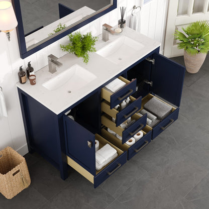 Eviva London Bath Vanity with Carrara Quartz Top and Undermount Porcelain Sink (20"-60")