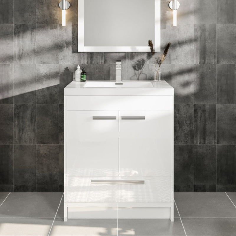 Eviva Lugano Bath Vanity with Acrylic Top and Integrated Sink (24"-84")