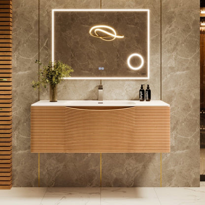 Eviva Leah Wall Mount Bath Vanity with Solid Surface Top and Integrated Sink (32"-39")