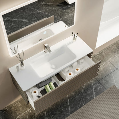 Eviva Dream Wall Mount Bath Vanity with Solid Surface Top and Integrated Sink