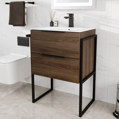 Eviva Lux Single-Handle Waterfall Single-Hole Bathroom Faucet with Deckplate Included in Matte Black