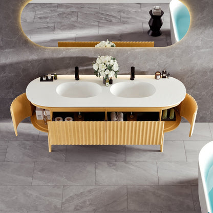 Eviva Haven Wall Mount Bath Vanity with Solid Surface Top and Integrated Sink (39"-71")
