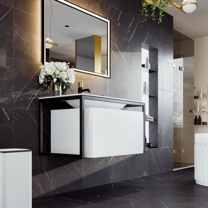 Eviva Modena Wall Mount Bath Vanity with Solid Surface Top and Integrated Sink (32"-51")