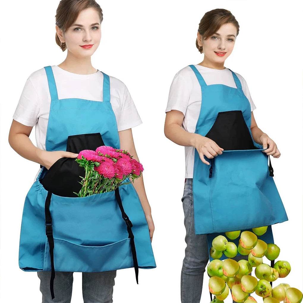 Cross Back Apron with Deep Kangaroo Pockets