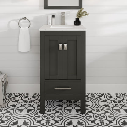 Eviva London Bath Vanity with Carrara Quartz Top and Undermount Porcelain Sink (20"-60")