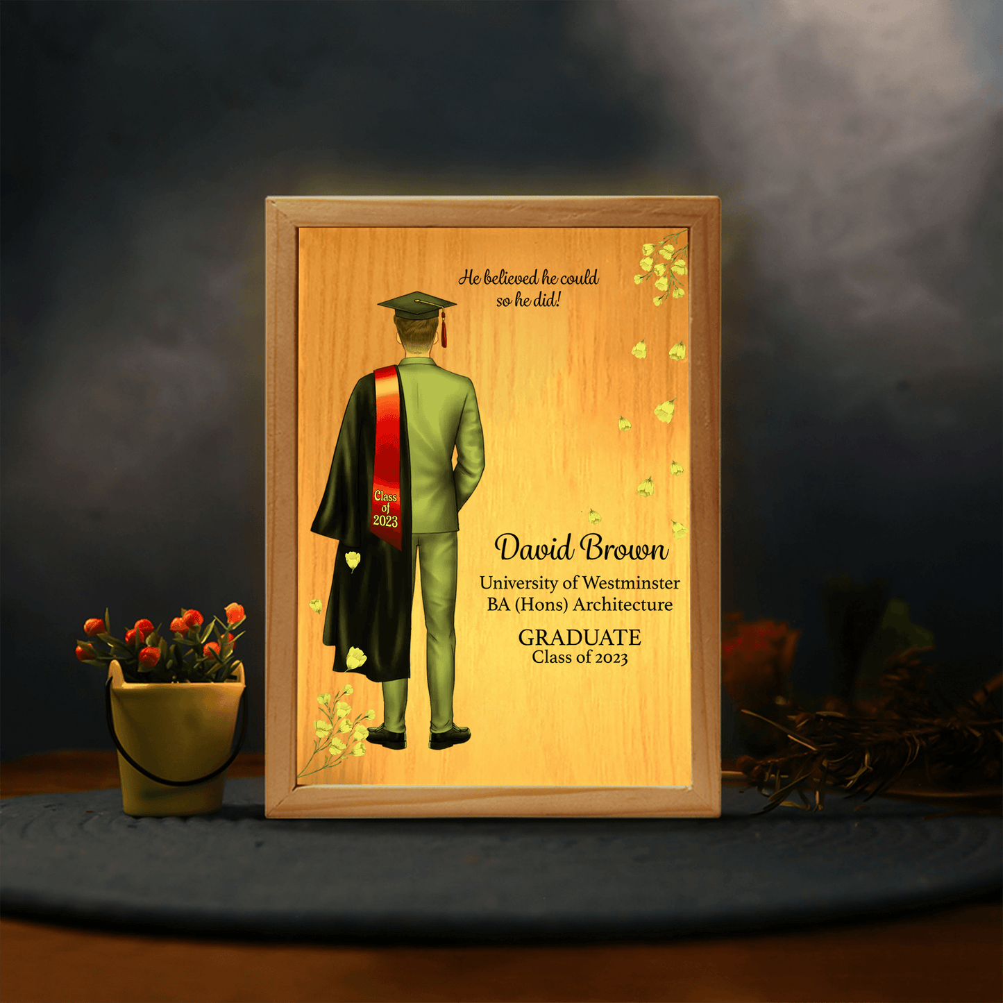 Custom Graduation Gift - Frame Light Box - Personalized Present For Her, Him, Grad | Ceremony, Commencement, Convocation, College & University