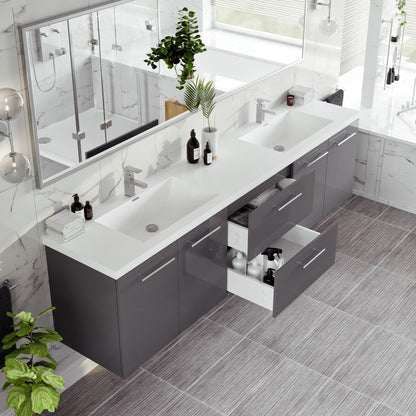 Eviva Lumina Wall Mount Bath Vanity with Acrylic Top and Integrated Sinks