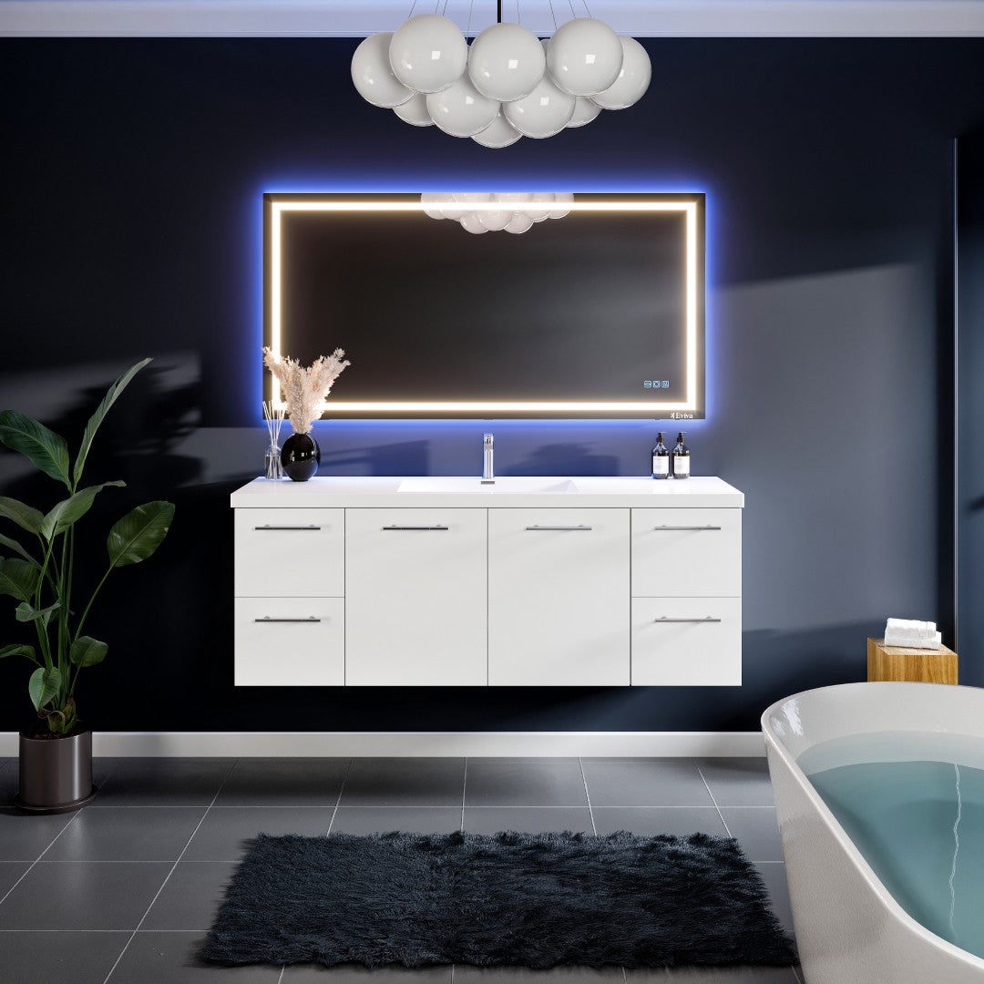 Eviva Axel Wall Mount Bath Vanity with Acrylic Top and Integrated Sink