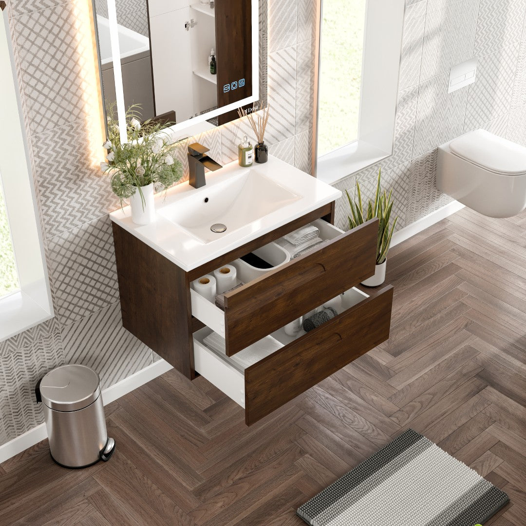 Eviva Joy Bath Vanity with Porcelain Top and Integrated Sink (24"-40")