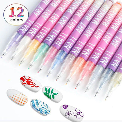 12-Color Nail Art Pens – Creative DIY Nail Design (nail art pens)