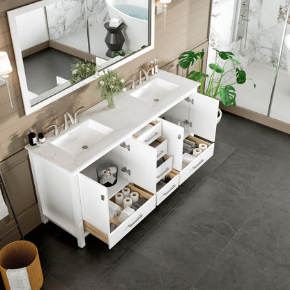 Eviva Aberdeen Vanity – Carrara Quartz Top (24"–84")