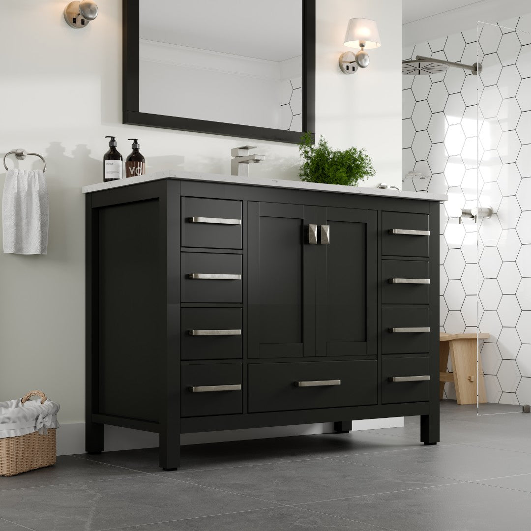 Eviva London Bath Vanity with Carrara Quartz Top and Undermount Porcelain Sink (20"-60")