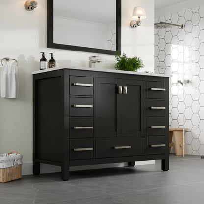 Eviva London Bath Vanity with Carrara Quartz Top and Undermount Porcelain Sink (20"-60")