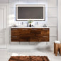 Eviva Luxurious Wall Mount Bath Vanity with White Quartz Top and Vessel Porcelain Sinks