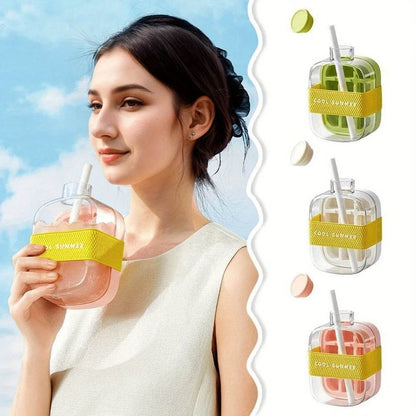 2-in-1 Ice Cube Tray & Water Bottle – Portable High-Capacity Ice Maker Mold for Home & Kitchen Summer Use