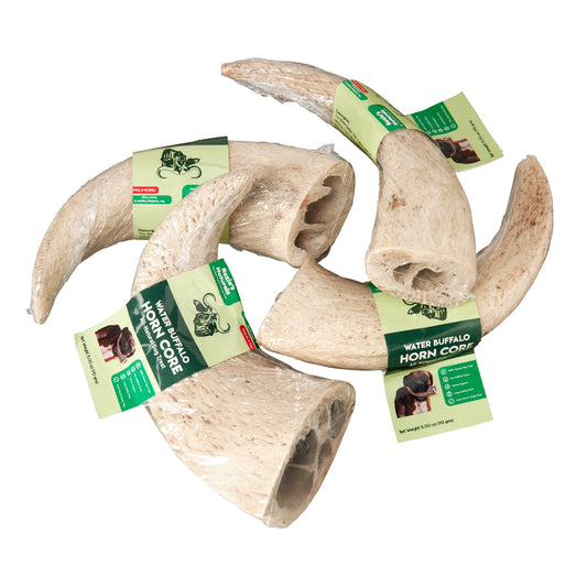 Water Buffalo Horn Core Dog Chews-2 Count-10 oz | Family Pet | Kitchen + Metal