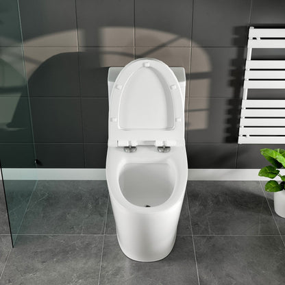 Zion 12 inch Floor Mounted 1-piece 1.28 GPF Tornado Flush Elongated Toilet in White Seat Included
