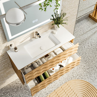 Eviva Oahu Wall Mount Bath Vanity with Solid Surface Top and Integrated Sink (32"-55")