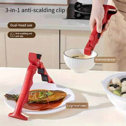 3-in-1 Anti-Scald Kitchen Clip – Multifunction Heat-Resistant Food Tong & Lid Lifter Tool