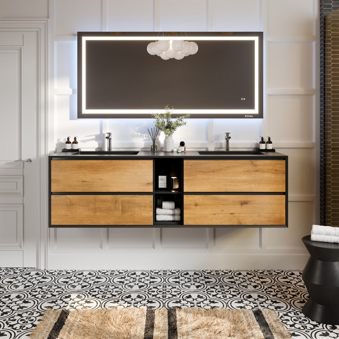 Eviva Vienna Wall Mount Bath Vanity with Acrylic Top and Integrated Sink (36"-75")