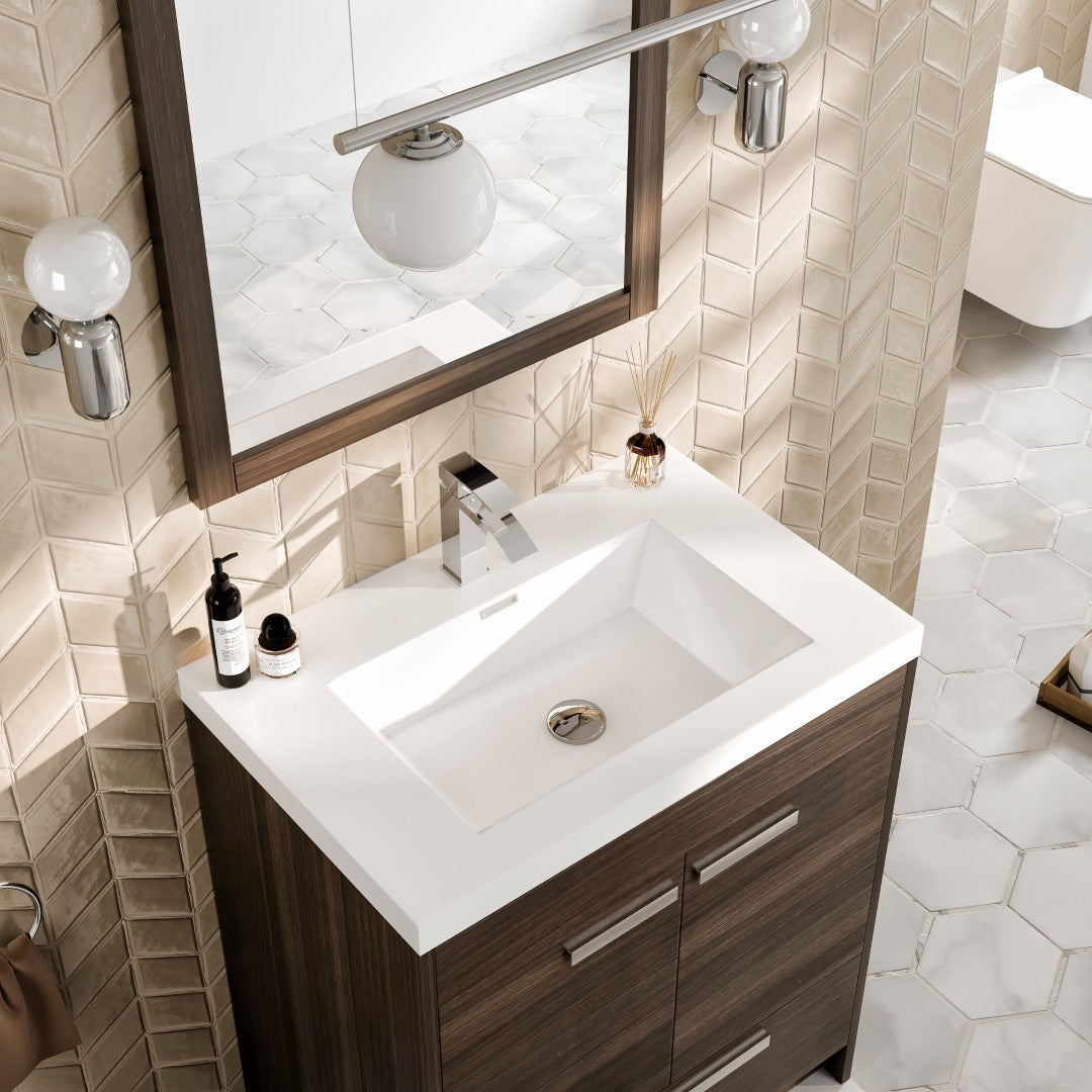 Eviva Lugano Bath Vanity with Acrylic Top and Integrated Sink (24"-84")