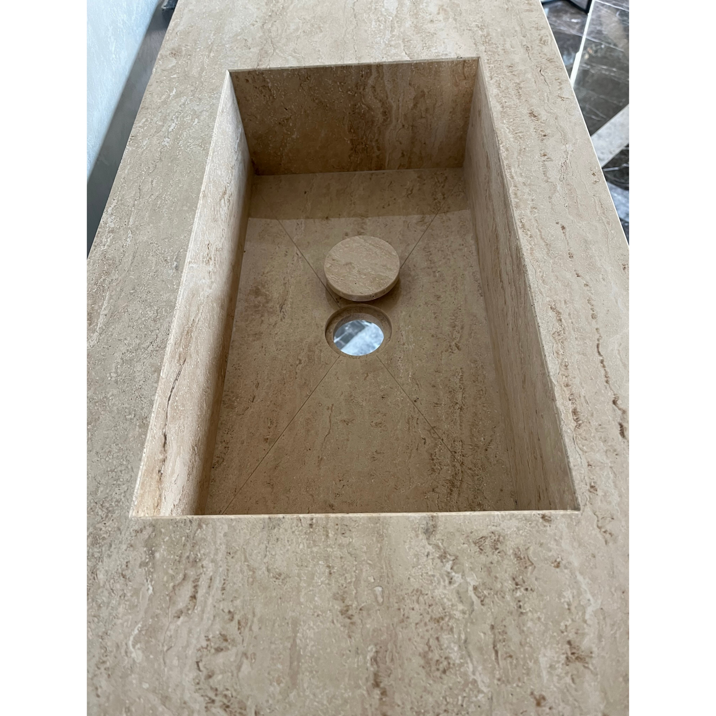 HANDCRAFTED CUSTOM TRAVERTINE SINK (TR-051)