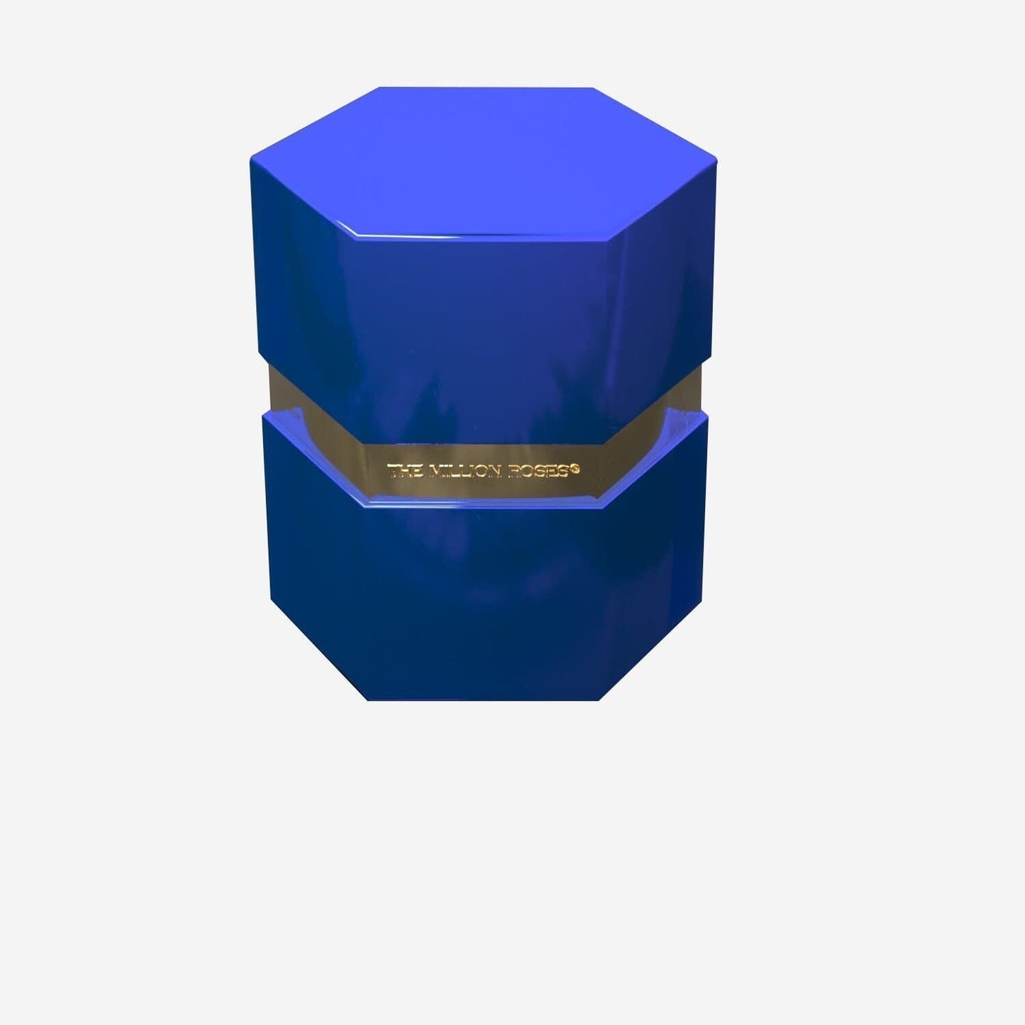 One in a Million™ Mirror Blue Hexagon Box | Dark Blue & Silver Roses