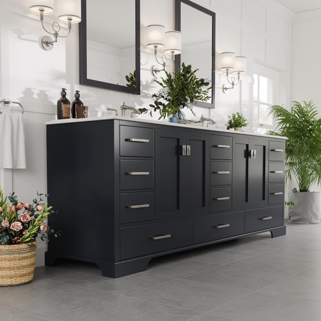 Eviva Storehouse Bath Vanity with  Counter Top and Undermount Porcelain Sinks