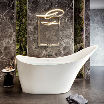 Eviva Lisa 67" Glossy White Acrylic Freestanding Bathtub
