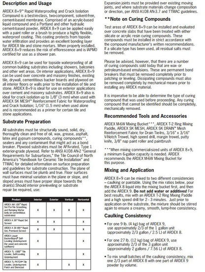 Ardex 8+9 Rapid Waterproofing and Crack Isolation Compound