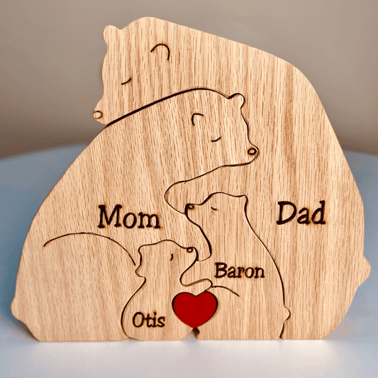 Wooden Bear Family Puzzle -  Gift for Family Members, Parent, Grandparent, Mom and Dad, Grandma & Grandpa, Mother's Day, Father's Day