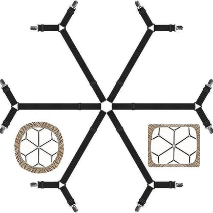 Non-Slip Bed Sheet Grippers With 12 Adjustable Elastic Clips for Mattress