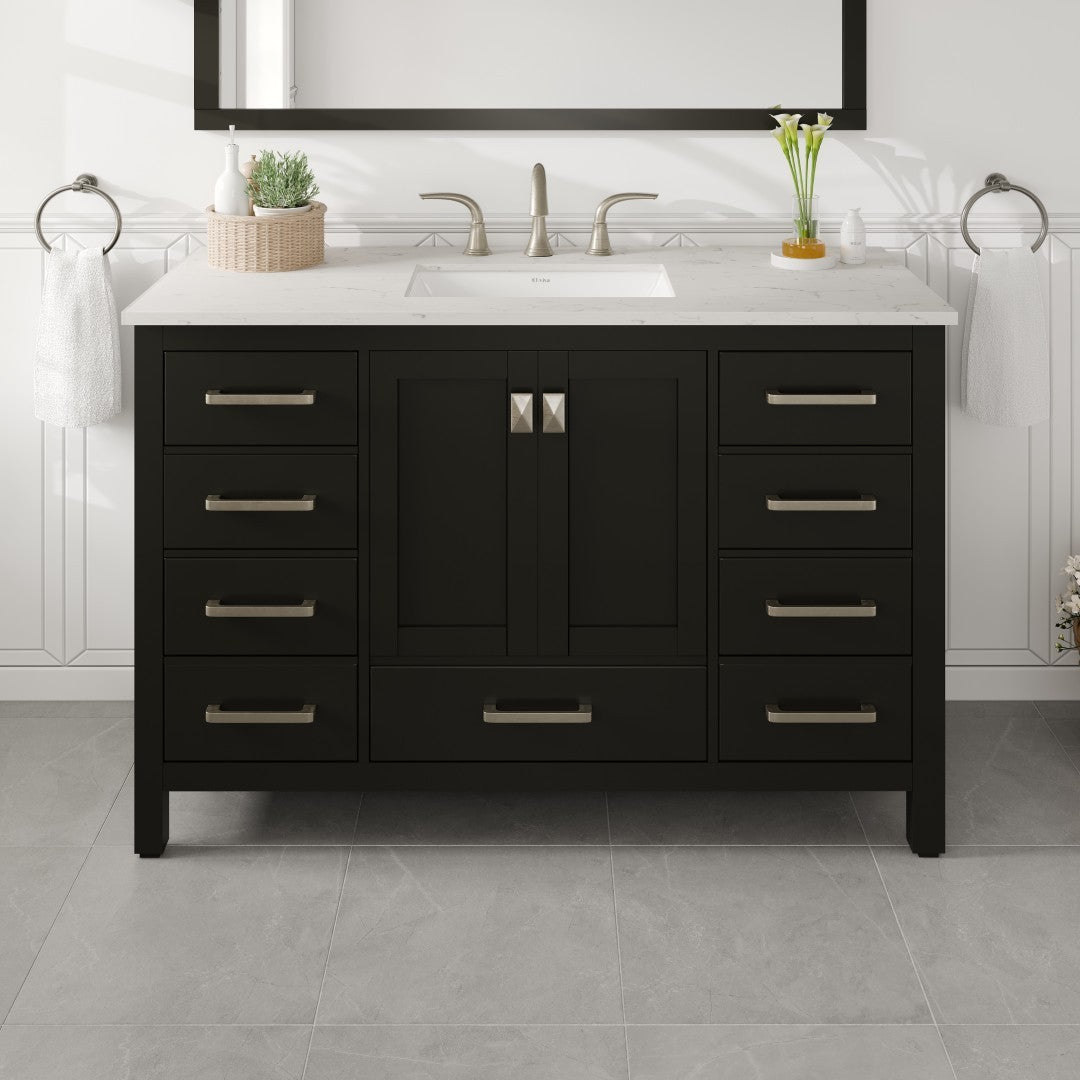 Eviva Aberdeen Vanity – Carrara Quartz Top (24"–84")