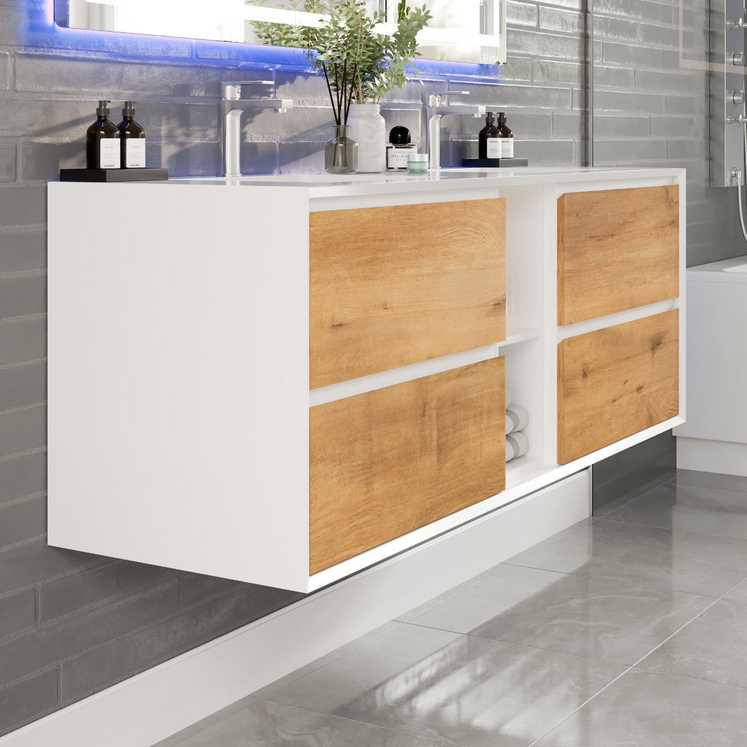 Eviva Vienna Wall Mount Bath Vanity with Acrylic Top and Integrated Sink (36"-75")