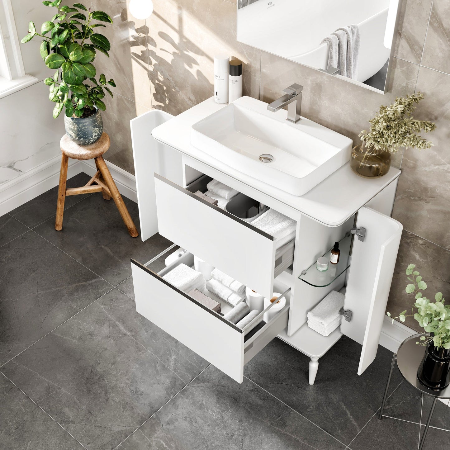 Eviva Duva Bath Vanity with Engineered Wood Top and Vessel Acrylic Sink