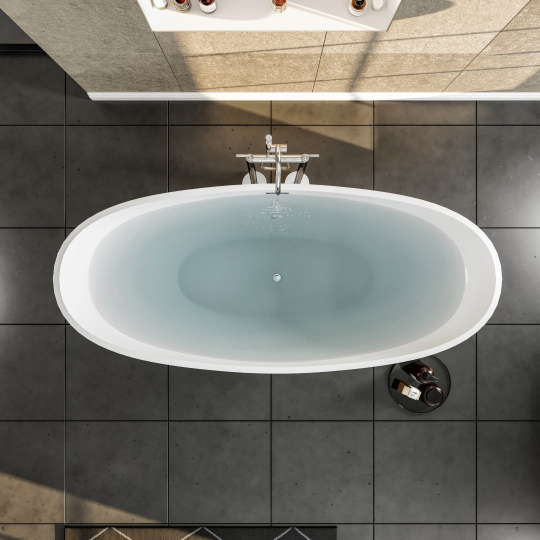 Eviva Bella Glossy White Acrylic Slipper Freestanding Bathtub
