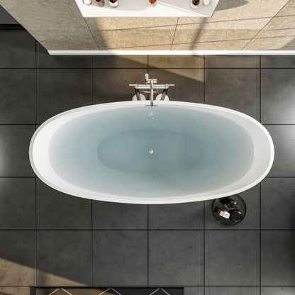 Eviva Bella Glossy White Acrylic Slipper Freestanding Bathtub