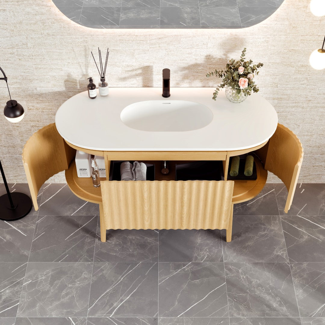 Eviva Haven Wall Mount Bath Vanity with Solid Surface Top and Integrated Sink (39"-71")
