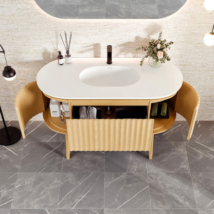 Eviva Haven Wall Mount Bath Vanity with Solid Surface Top and Integrated Sink (39"-71")