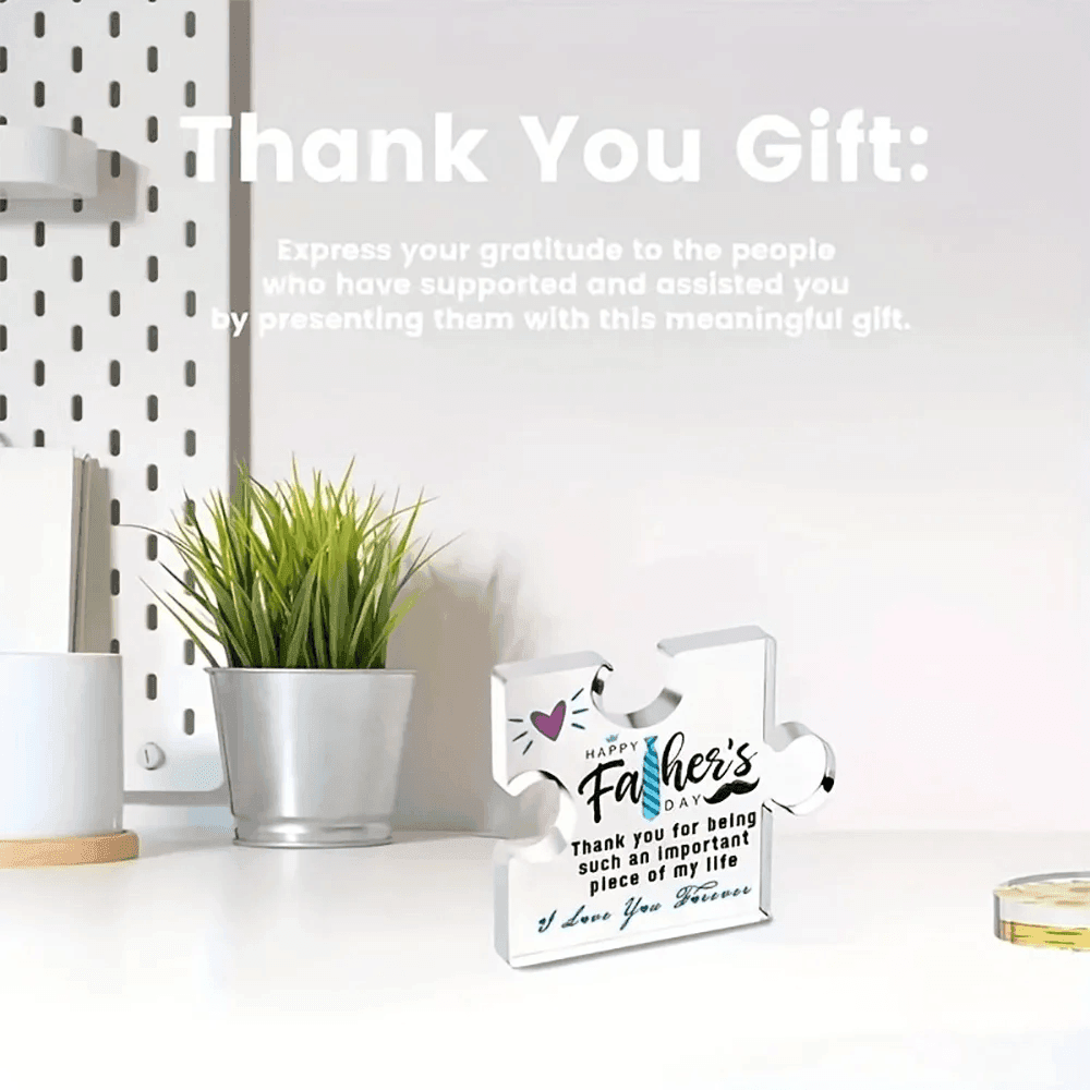 Father's Day Acrylic Puzzle Plaque Engraved Gift with Love & Gratitude Happy Father's Day