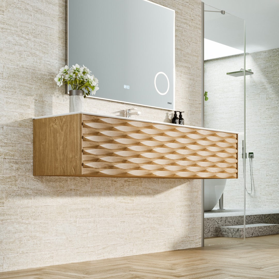 Eviva Oahu Wall Mount Bath Vanity with Solid Surface Top and Integrated Sink (32"-55")