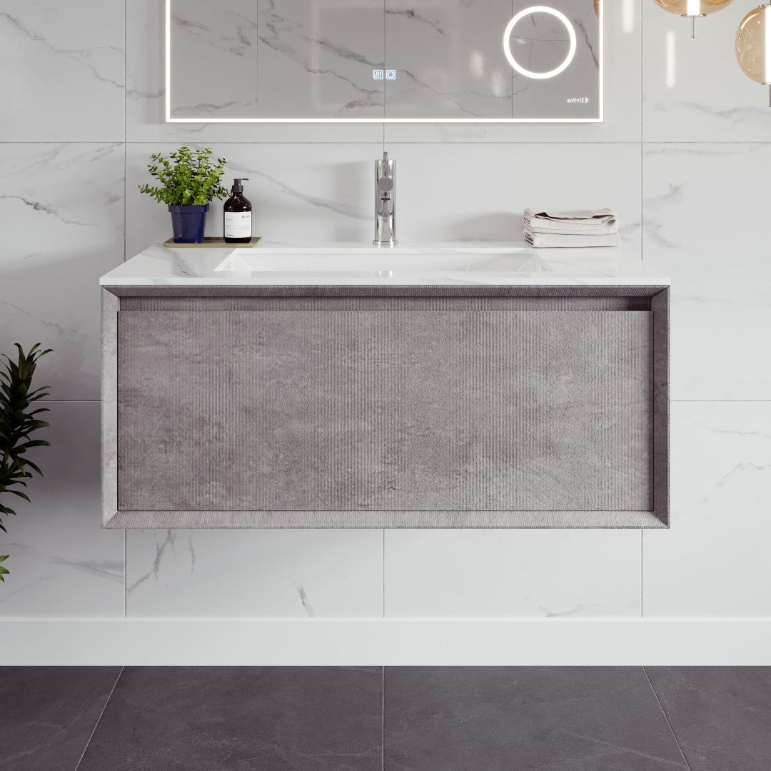 Eviva Aurora Wall Mount Bath Vanity with Carrara Quartz Top and Undermount Porcelain Sink (36"-60")
