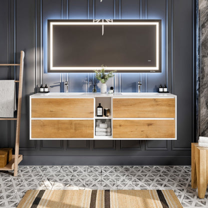 Eviva Vienna Wall Mount Bath Vanity with Acrylic Top and Integrated Sink (36"-75")