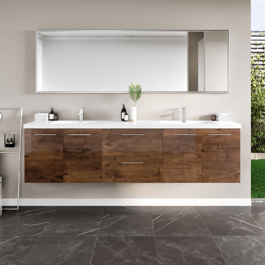 Eviva Lumina Wall Mount Bath Vanity with Acrylic Top and Integrated Sinks