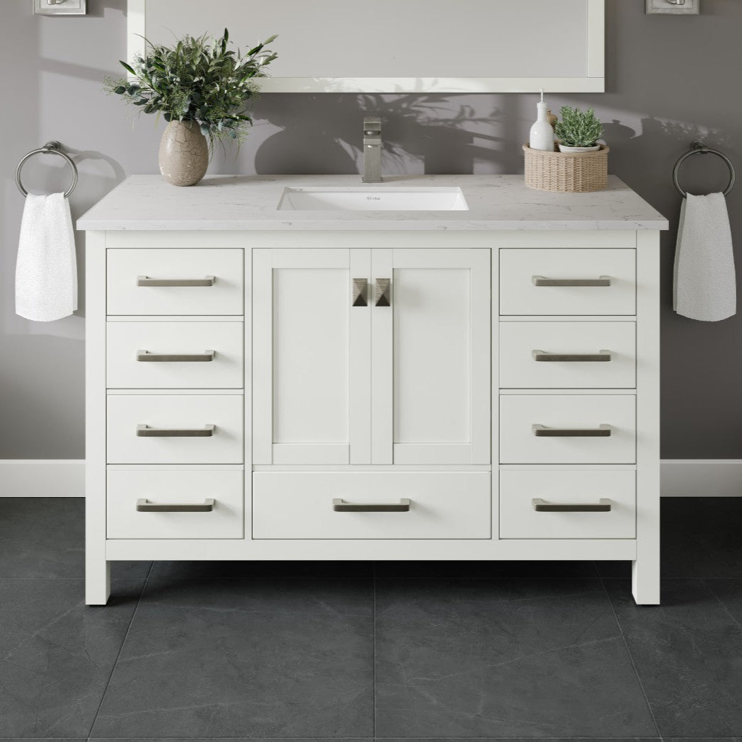 Eviva London Bath Vanity with Carrara Quartz Top and Undermount Porcelain Sink (20"-60")