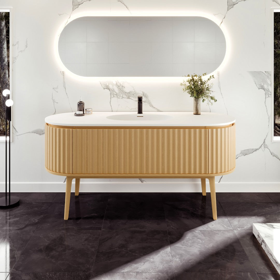 Eviva Haven Wall Mount Bath Vanity with Solid Surface Top and Integrated Sink (39"-71")